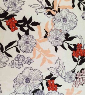 Floral-White, Black & Navy