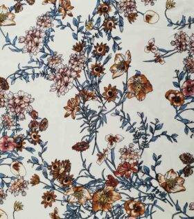 Floral-White, Brown, Blue