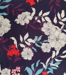 Floral-Navy, Red & Purple