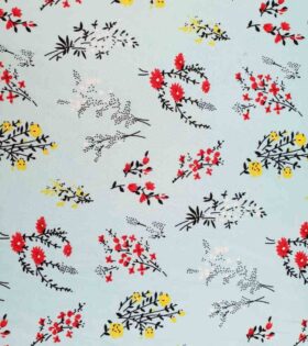 Floral-Light Blue, Red & Yellow