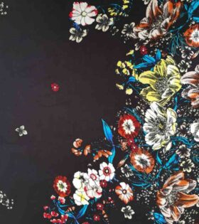 Floral-Black, Yellow & White