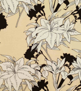 Floral-Cream, White & Black