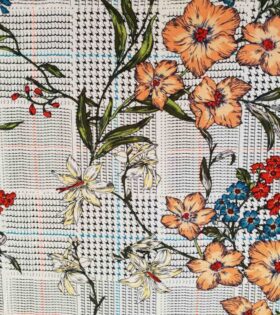 Floral-Orange, White & Black