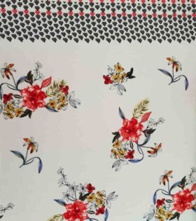 Floral-White, Red & Black