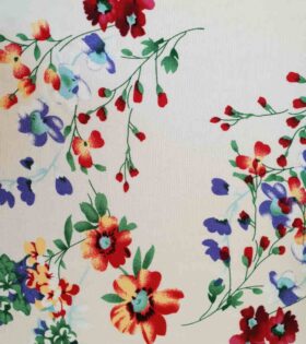 Floral-White, Purple & Red