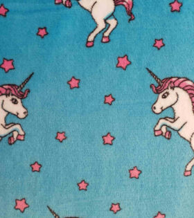 Mongolian Fleece - Printed Unicorn & Stars