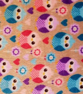 Mongolian Fleece - Printed Owls