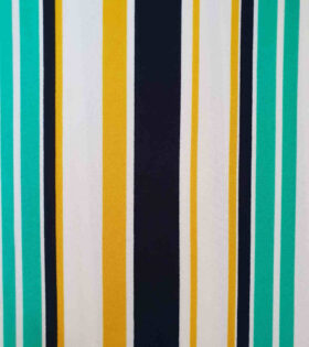 Printed Scuba Crepe - Stripes - Mustard & Navy