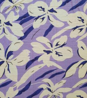 Bubble Crepe - Floral Purple, White & Navy