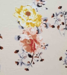 Bubble Crepe - Floral White, Yellow & Pink