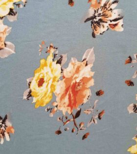 Bubble Crepe - Floral Grey, Pink & Yellow