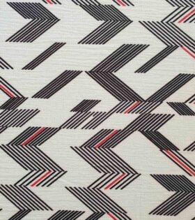Bubble Crepe - Abstract White, Black & Red