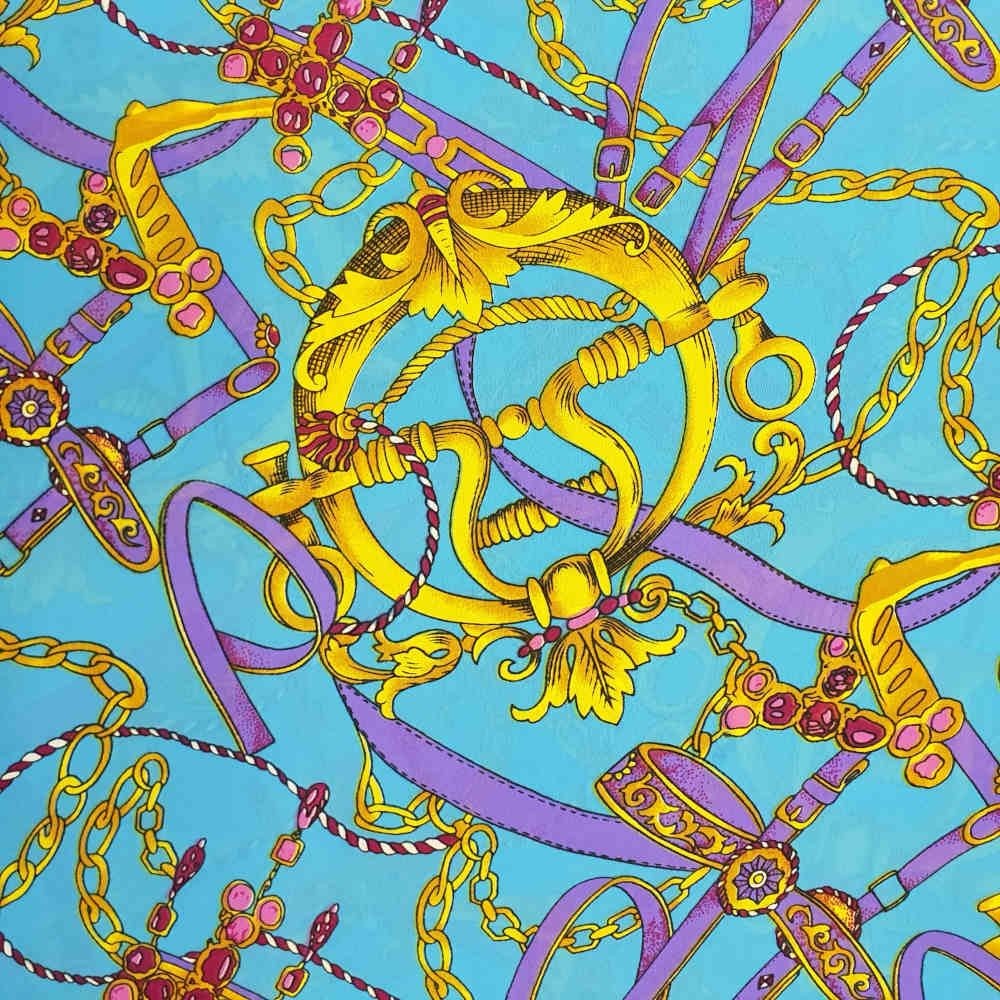 Chain Prints – Blue, Gold & Purple | Curtain Dream