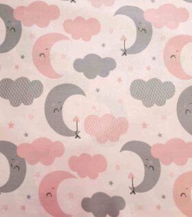100% Turkish Printed Cotton - Moon & Clouds