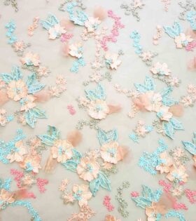 Pearl & Embroidered 3D Evening Tulle