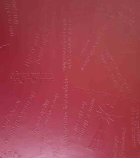 Embossed PU Leather - Words - Maroon