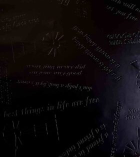 Embossed PU Leather - Words - Black