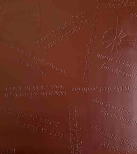 Embossed PU Leather - Words - Brown