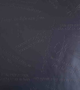 Embossed PU Leather - Words - Dark Grey