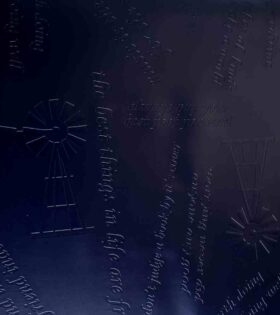 Embossed PU Leather - Words - Navy Blue