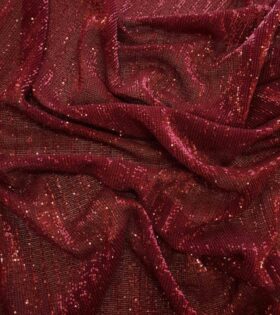 Pleated Spangle Mesh - Maroon