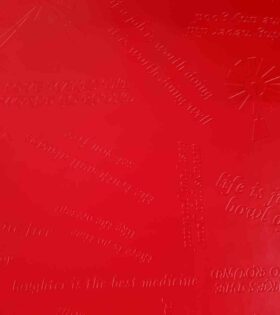 Embossed PU Leather - Words - Red