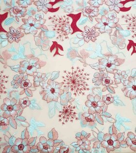 Embroidered 3 Tone Skin Tulle