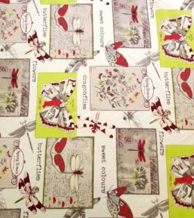 Printed Poly Cotton - Butterflies & Dragonflies