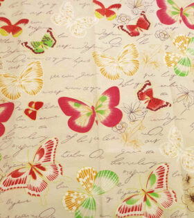 150cm Cotton Canvas - Butterflies - Red