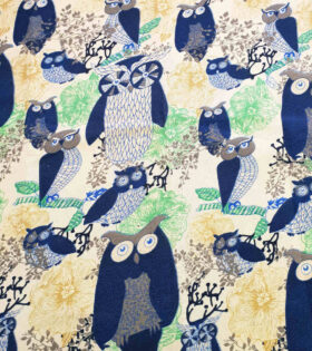 150cm Cotton Canvas - Owls - Navy Blue