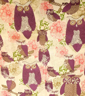 150cm Cotton Canvas - Owls - Purple