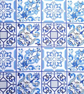 Designer Digital Print Duchess Satin - Blue