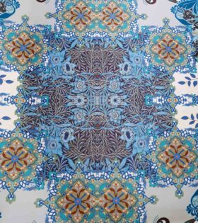 Designer Digital Print Duchess Satin - Aqua