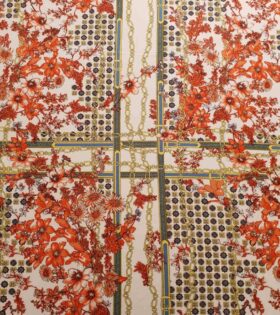 Printed Supersoft - Floral & Chains - Gold & Coral