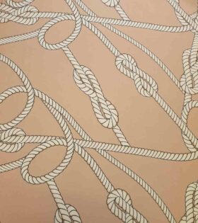 Printed Bubble Satin - Nude - Nautical Ropes