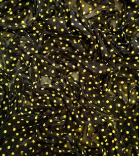 Printed Power Mesh - Polka Dots - Yellow