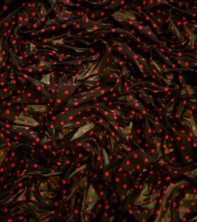 Printed Power Mesh - Polka Dots - Red