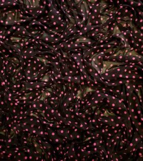 Printed Power Mesh - Polka Dots - Cerise Pink