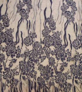 Two Tone Embroidered Metallic Flower Tulle