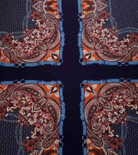 Designer Scarf Prints - Twill Satin - Navy & Dusty Pink
