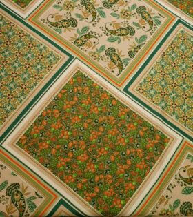 Designer Scarf Prints - Twill Satin - Green & Orange