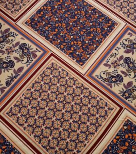 Designer Scarf Prints - Twill Satin - Navy & Orange