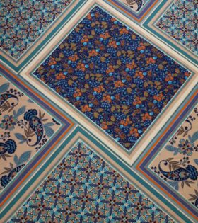 Designer Scarf Prints - Twill Satin - Blue & Orange