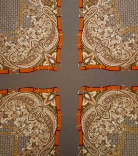 Designer Scarf Prints - Twill Satin - Brown & Burnt Orange