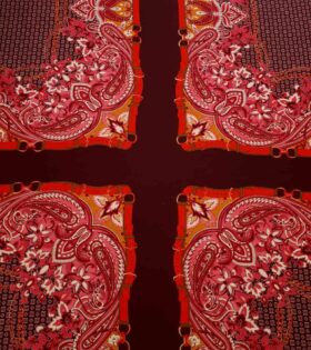 Designer Scarf Prints - Twill Satin - Maroon & Pink