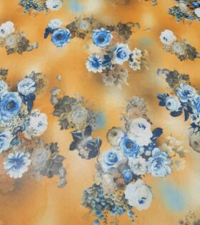 Printed Power Mesh - Floral - Mustard