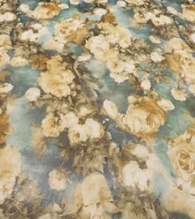 Printed Power Mesh - Floral - Olive Green