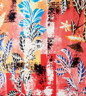 Printed Bon Bon - Coral - Leaves