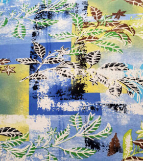 Printed Bon Bon - Blue - Leaves
