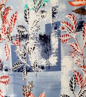 Printed Bon Bon - Sky Blue - Leaves